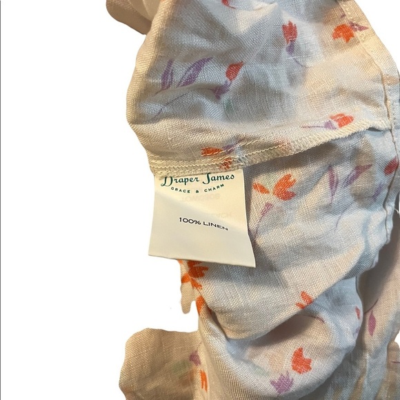 Draper James Linen Floral Print Smocked Gathered Waist Linen Tank Top - Picture 7 of 7